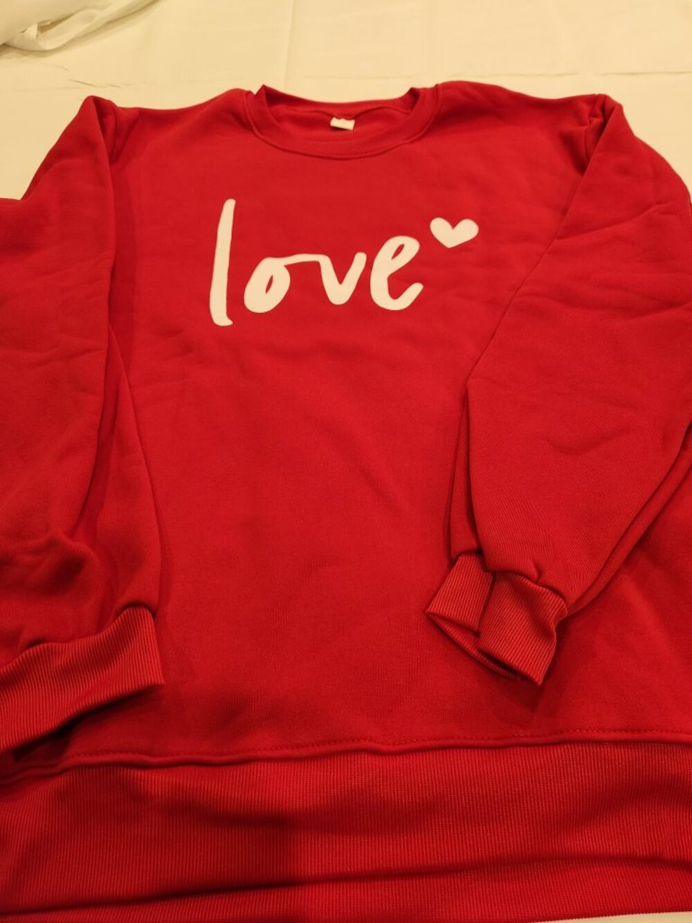 Red Sweatshirt with LOVE on it